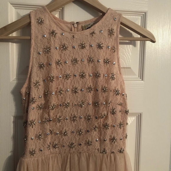 Skater Dress Pale Pink lace and beads with tulle - Picture 3 of 7